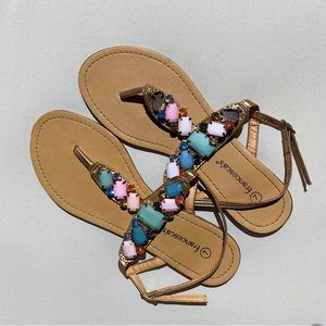 Francesca’s Flat Sandals with decorative stones and gems